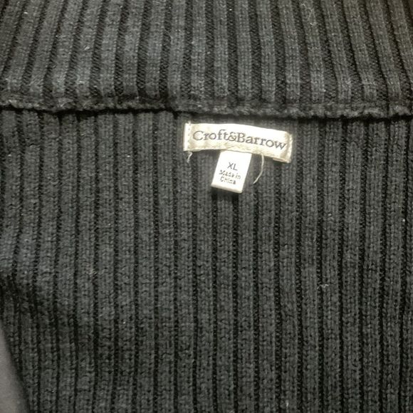 Croft & Barrow Black Knit & Quilted Full Zip Ribbed Turtleneck XL Jacket Pocket - Picture 4 of 6